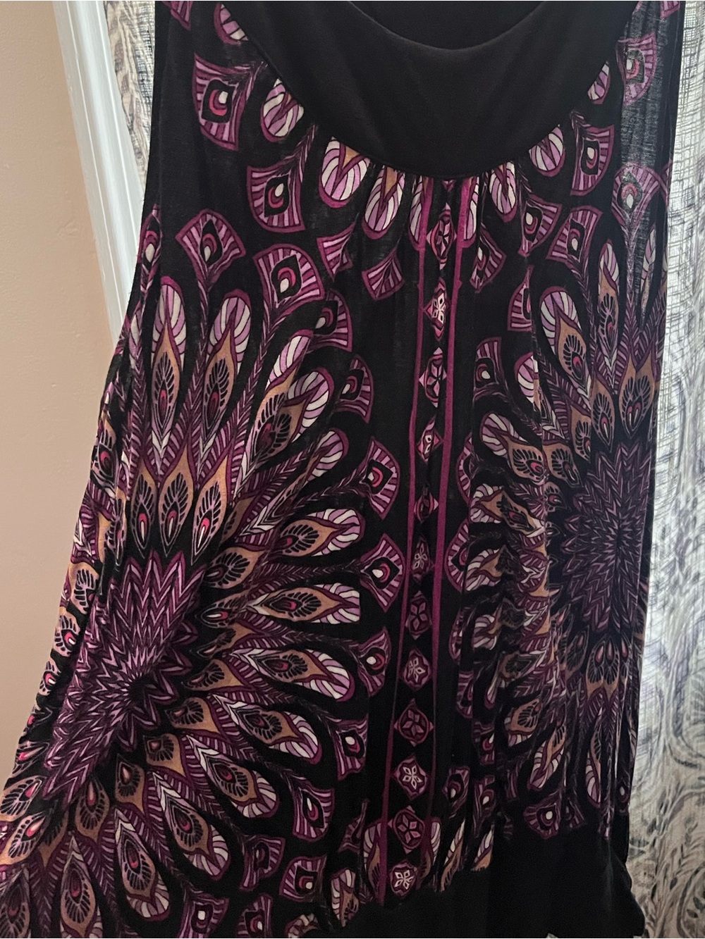 Apt. 9 Black Top with Pink and Purple Paisley Accents